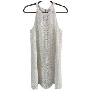 Jack by BB Dakota White Floral Eyelet High Neck Bride Honeymoon Mini Dress Small